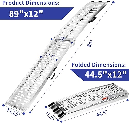 Miniatura 3 de Rampas ATV para camionetas de 1500 libras de capacidad, rampa de carga de aluminio MAXIVMAN de 7.5 pies para camionetas, rampa de camión para ATV,