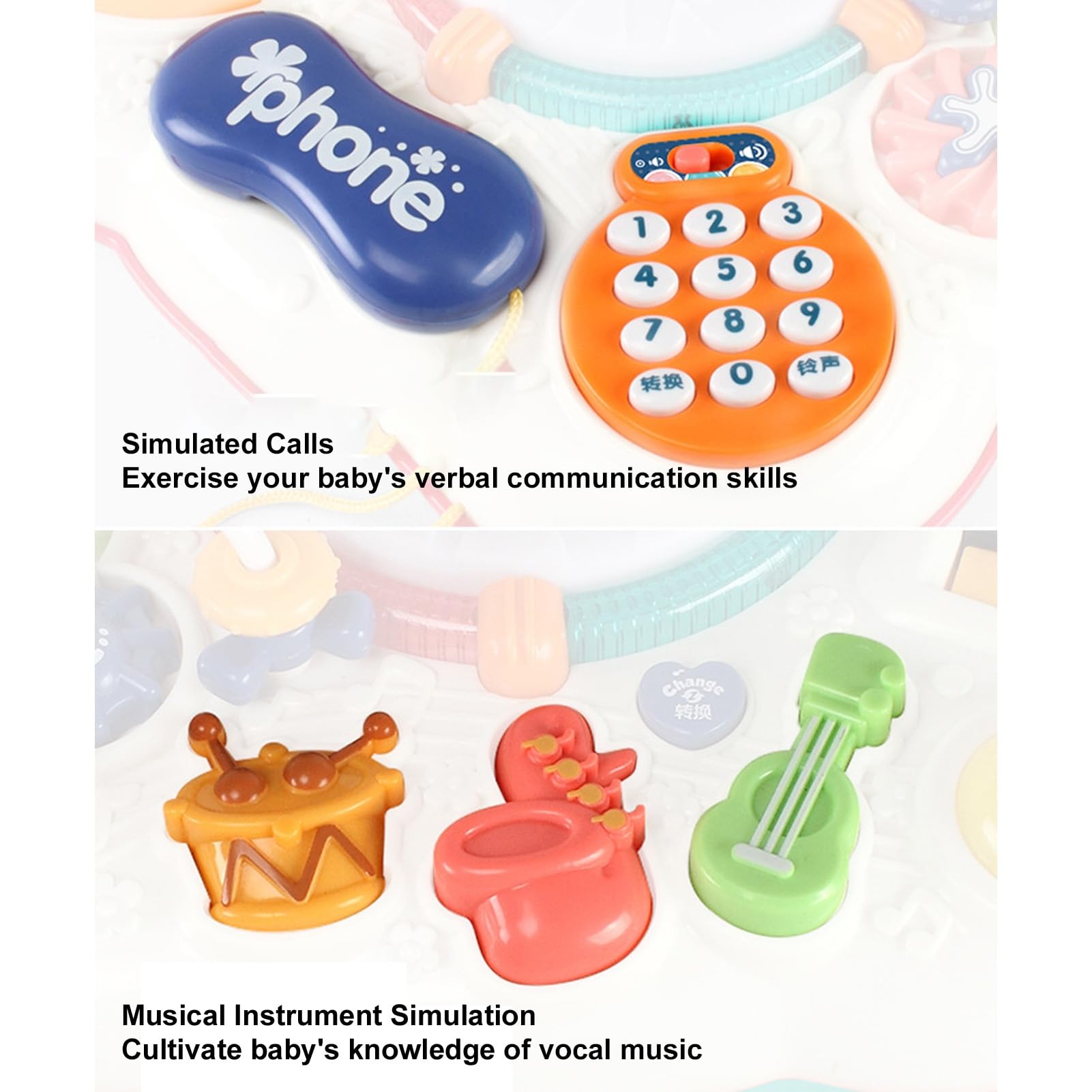 Mesa Musical para Bebés con Opciones de Juego Interactivo para Mejorar Las Habilidades de Aprendizaje Temprano 1 Juego Tamaño 33x33x32cm