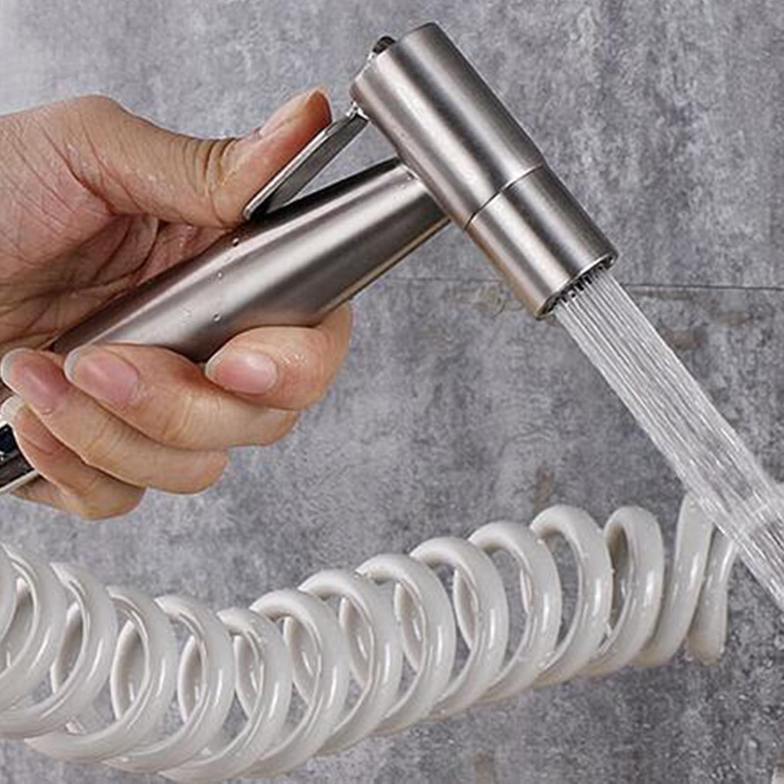 Grifo Cocina Pared Solo Agua Fria Acero Inoxidable Grifo de Cocina con Pistola Grifo de Cocina Cepillado-C
