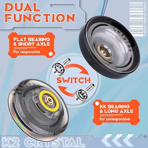Miniatura 6 de MAGICYOYO K2 Crystal Yoyo Paquete de 2 unidades, Yoyo profesional sensible para niños principiantes, Yo Yo de doble propósito con rodamiento Yoyo