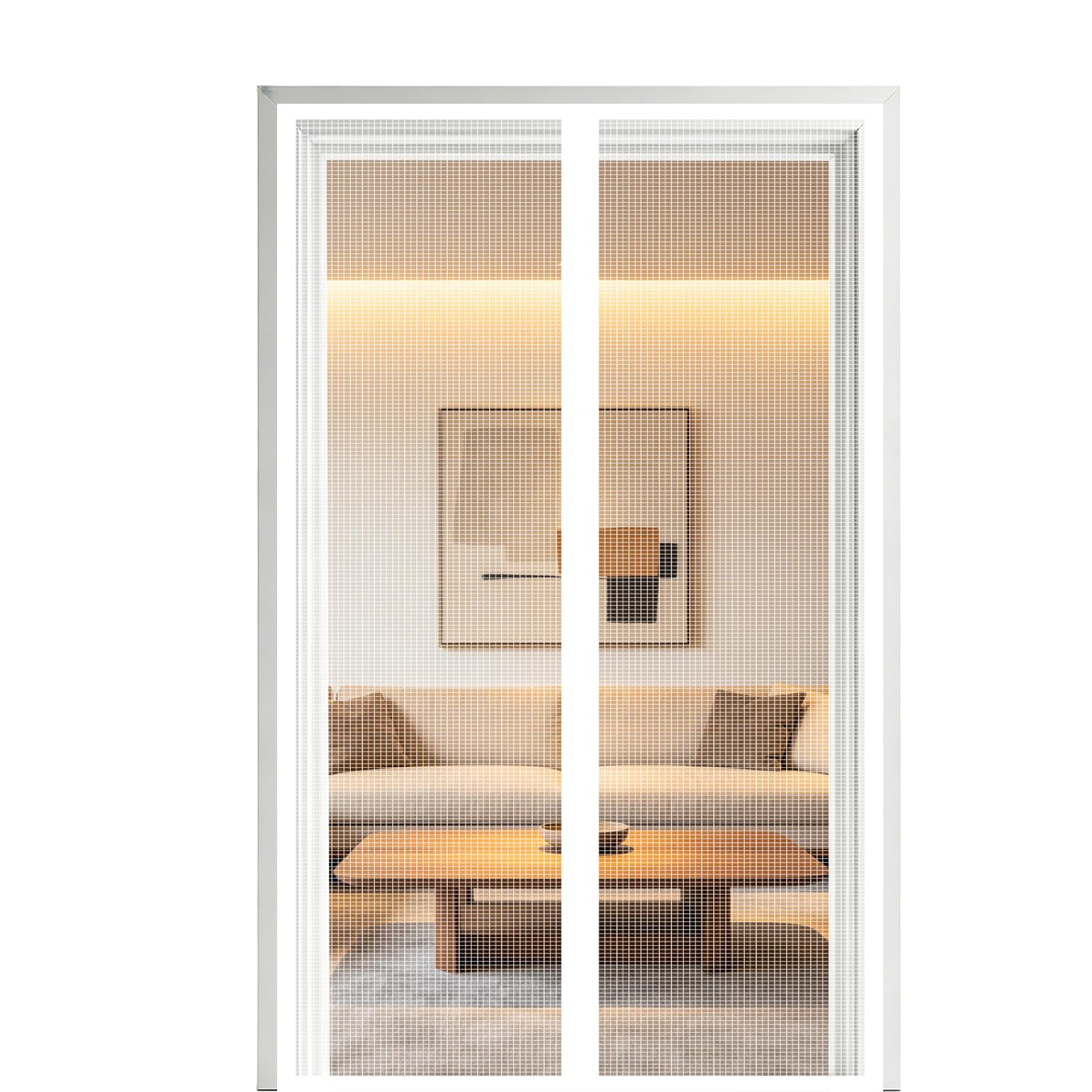 Screen Door 85 x 190 cm Self Sealing Powerful Magnets Auto-Close Insect Curtain with Powerful Magnets & Full Frame Magic Tape Suitable for Patio Doors Balcony Bedroom, White