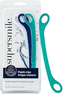Supersmile Ripple Edge Tongue Cleaner, Ergonomic Reusable Tongue Sc, 3 Count