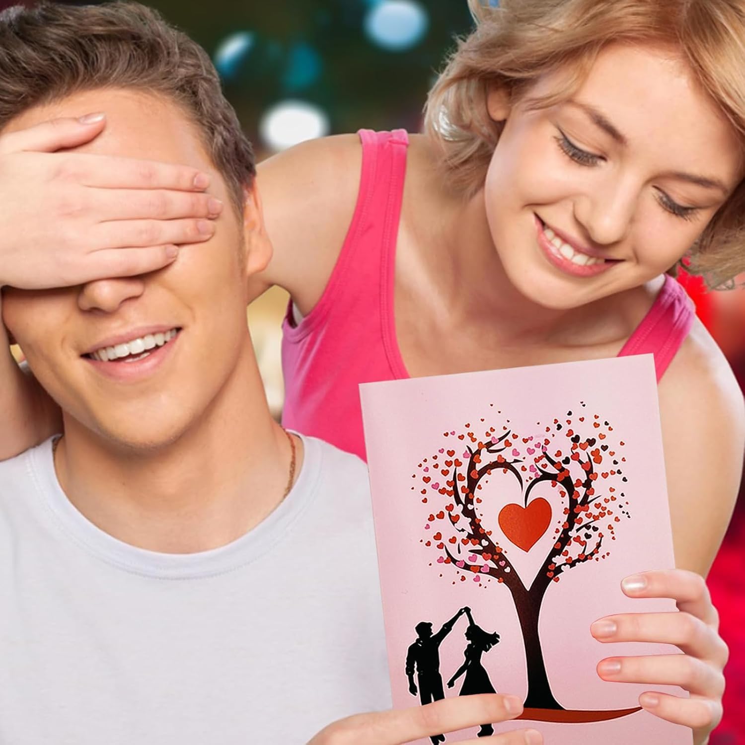 Romantic Love Tree Anniversary Card, 6''x7.9'' Heart Tree Couple Love Pop-Up Card for Wedding, Valentines Day, Birthday, 3D Gift Cards for Her, Him, Wife, Husband - Image 9
