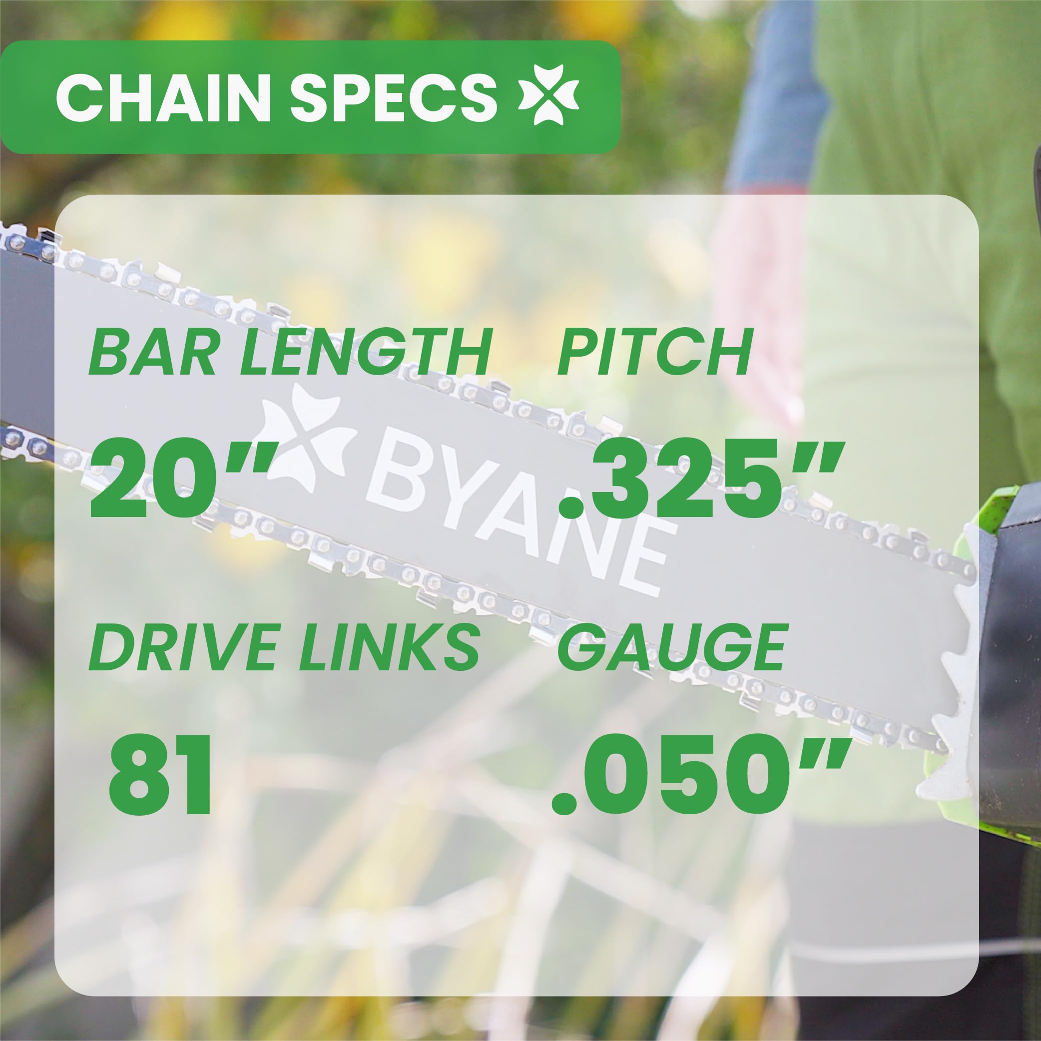 Amazon.com : BYANE 20-Inch Carbide Chainsaw Chain .325