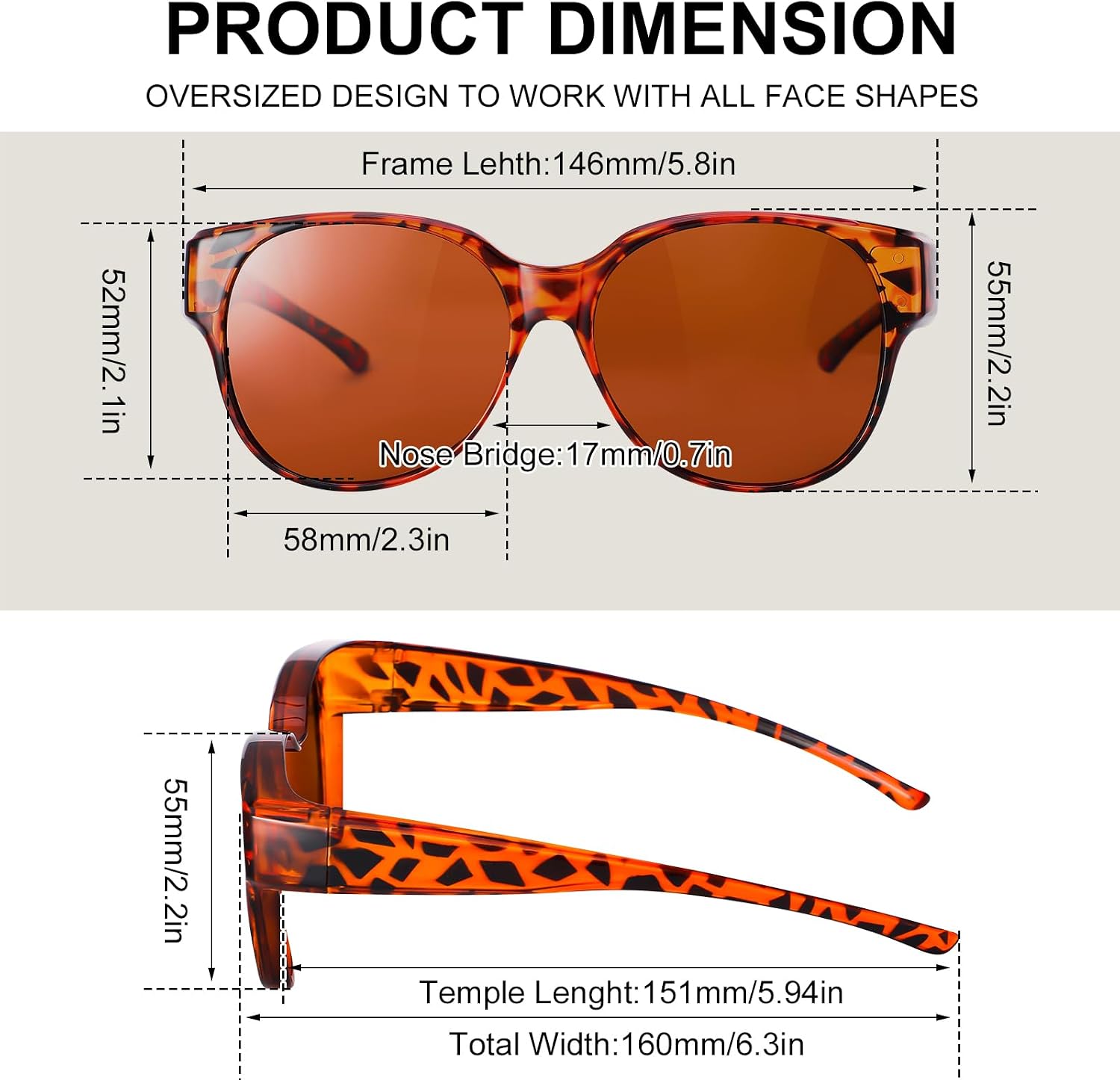 2 Pcs Polarized Fit Over Sunglasses for Women, Large Round UV400 Protection Sunglasses Trendy Fit Over Sunglasses