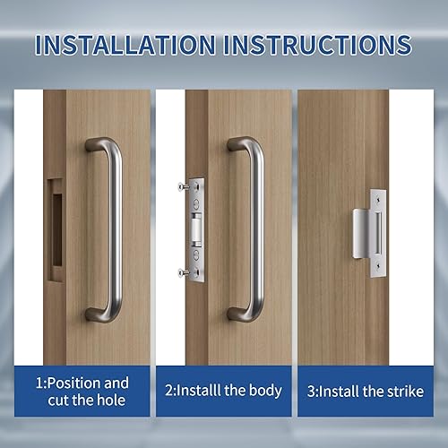 Miniatura 7 de HCE402-US26D - Pestillo de rodillo de latón resistente para puertas con T Strike de 2-34 pulgadas, cromo satinado, paquete de 1