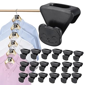 Berlxua Clothes Hanger Connector Hooks, 18pcs Black Space Triangles for HangersUltra Premium Hanger Hooks to Create Up to 5X Closet Space