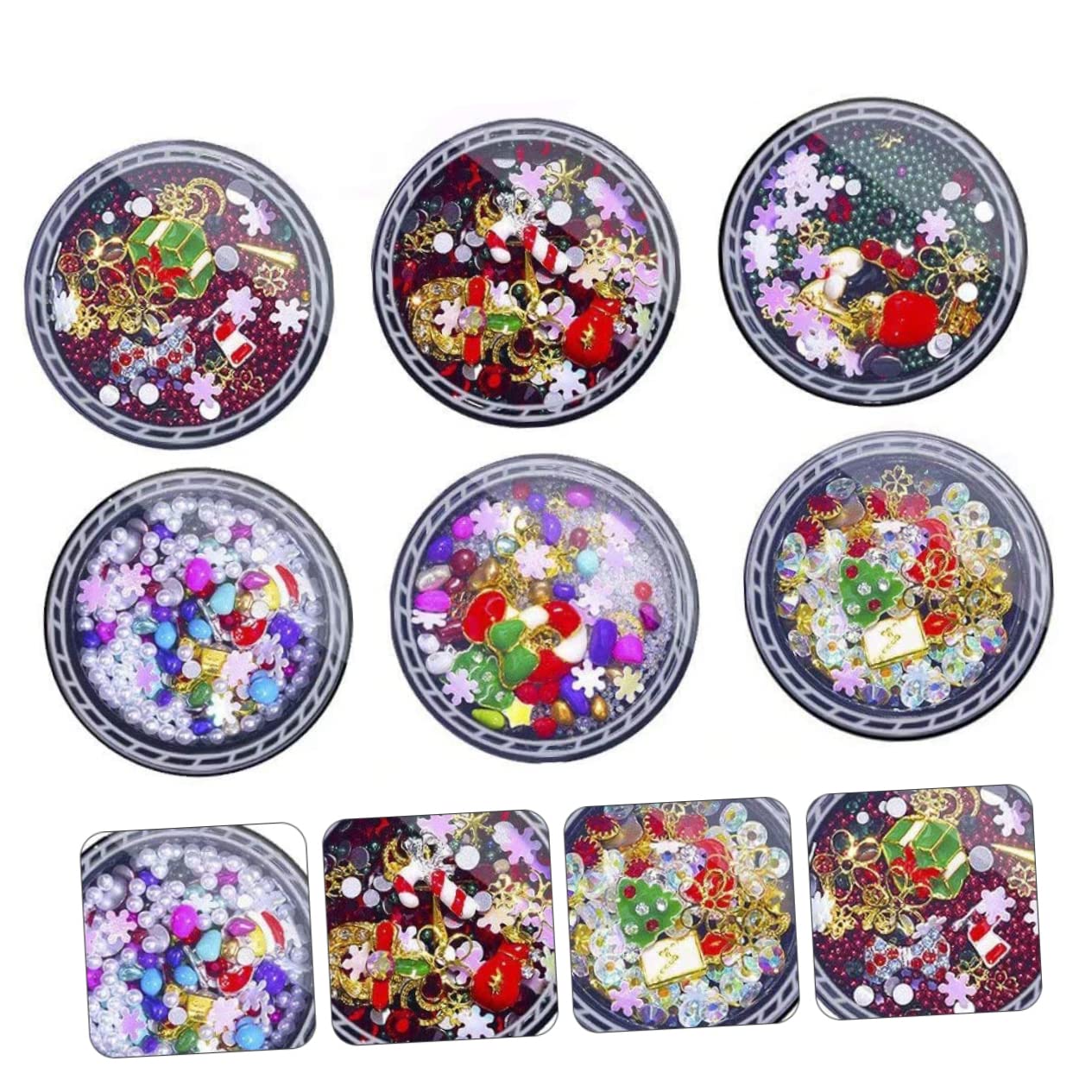 Healvian 3 Ensembles Décorations De Noël Pour Nail Art Breloques De Manucure De Noël Autocollants Pour Ongles Flocons De Neige Strass Pour Nail Art Strass Pour Ongles De Noël 6 boîtes*3