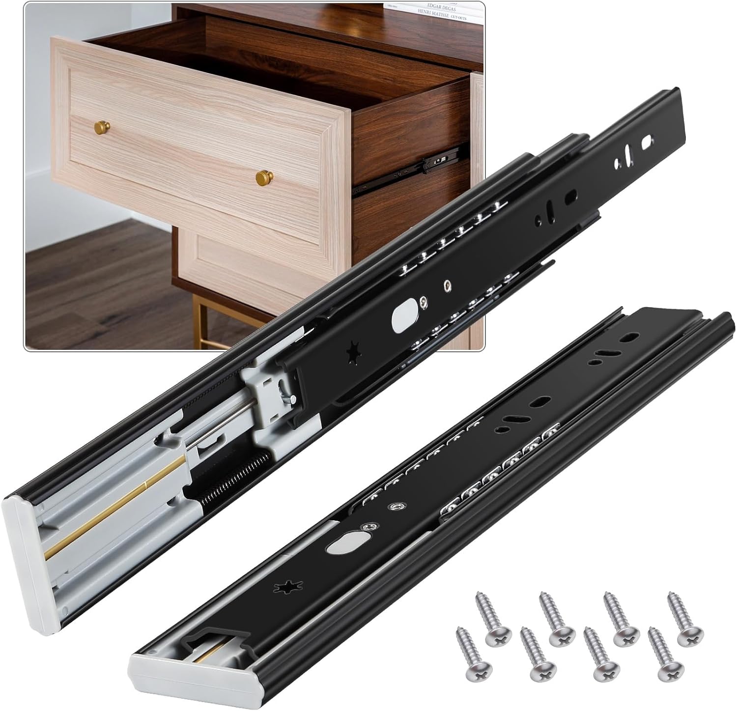 Soft Close Drawer Slides Full Extension 12 14 16 18 20 22 24 inch Side Mount Kitchen Cabinet Rails Bracket Replacement Ball Bearing Tracks kit Guide Runner 100 LB (Soft Close-1 Pair, 18 Inch) 18 Inch Soft close-1 pair