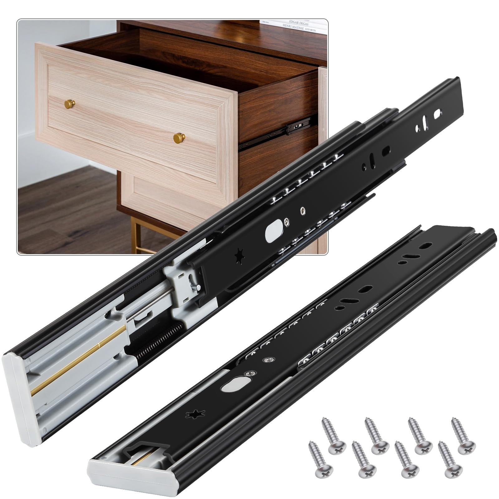 VAGUDE Soft Close Drawer Runner Slides 1 Pair Full Extension 300 350 400 450 500 550 600 mm Side Mount Pull Out Kitchen Cabinet Rails Bracket Replacement Ball Bearing Tracks kit Guide 100 LB Capacity
