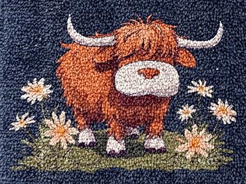 Easy DIY Latch Hook Rug Kits Flowers Baby Highland Cow DIY Tapestry Crochet Hooking Mat Making Kits with Printed Pattern Canvas Needlework Kits 52x38cmr-76