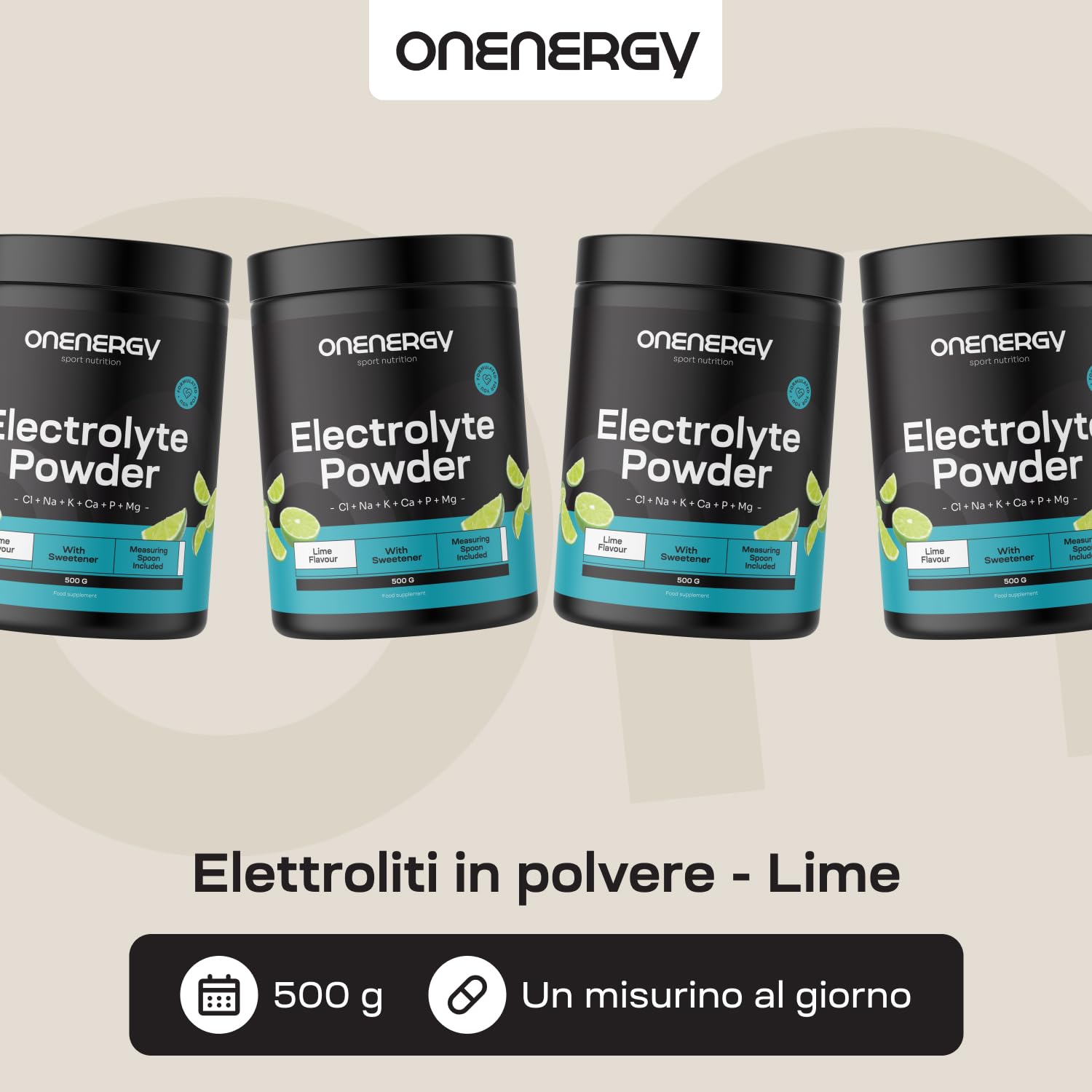 Elettroliti a Praga - Lime - 500 g - 142 dosi - Mix di 6 Minerali - Idratazione - Supporto Muscolare e Nervoso - Con Cucchiaio di Misura - Per Quasi 5 Mesi