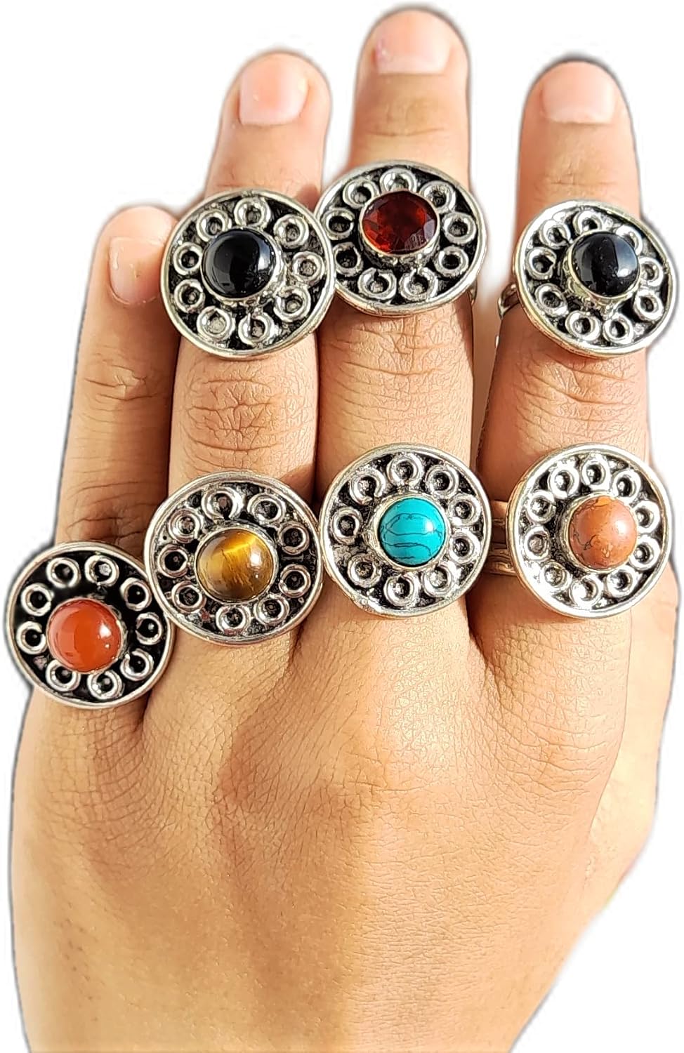 Tiger Eye Ring, Round Stone Ring, Yellow-Brown Stone Ring, Adjustable Ring, Round Design Ring, Handmade Ring, Healing Crystal Ring, Protection Ring