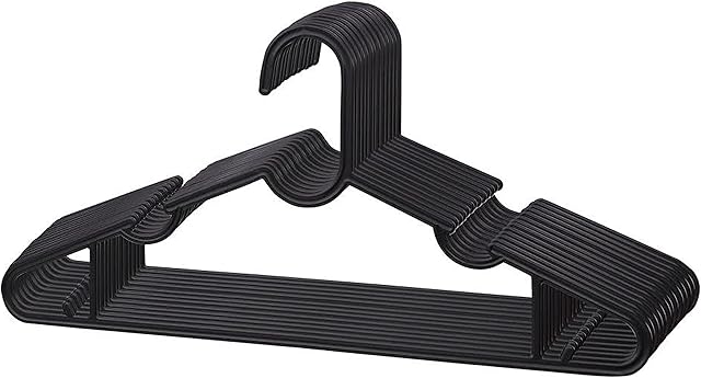 DIVCHI 25 Pack Adult Plastic Coat Hangers Clothes with Suit Trouser Bar and Lips Size 39cm Wide, 18.5cm Height (Set of 25)