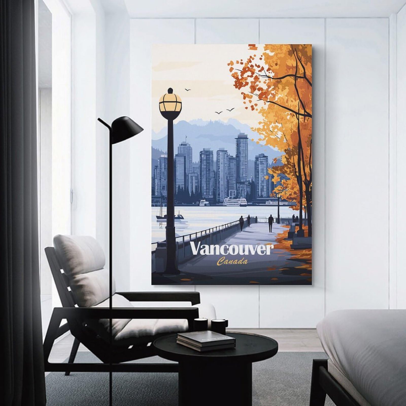 Junmoney Vancouver Cityscape Canvas Wall Decor 24x36inch(60x90cm), for Calm Bedrooms, Home Corners Or Flats, An Easy Wall Refresh for Bedrooms