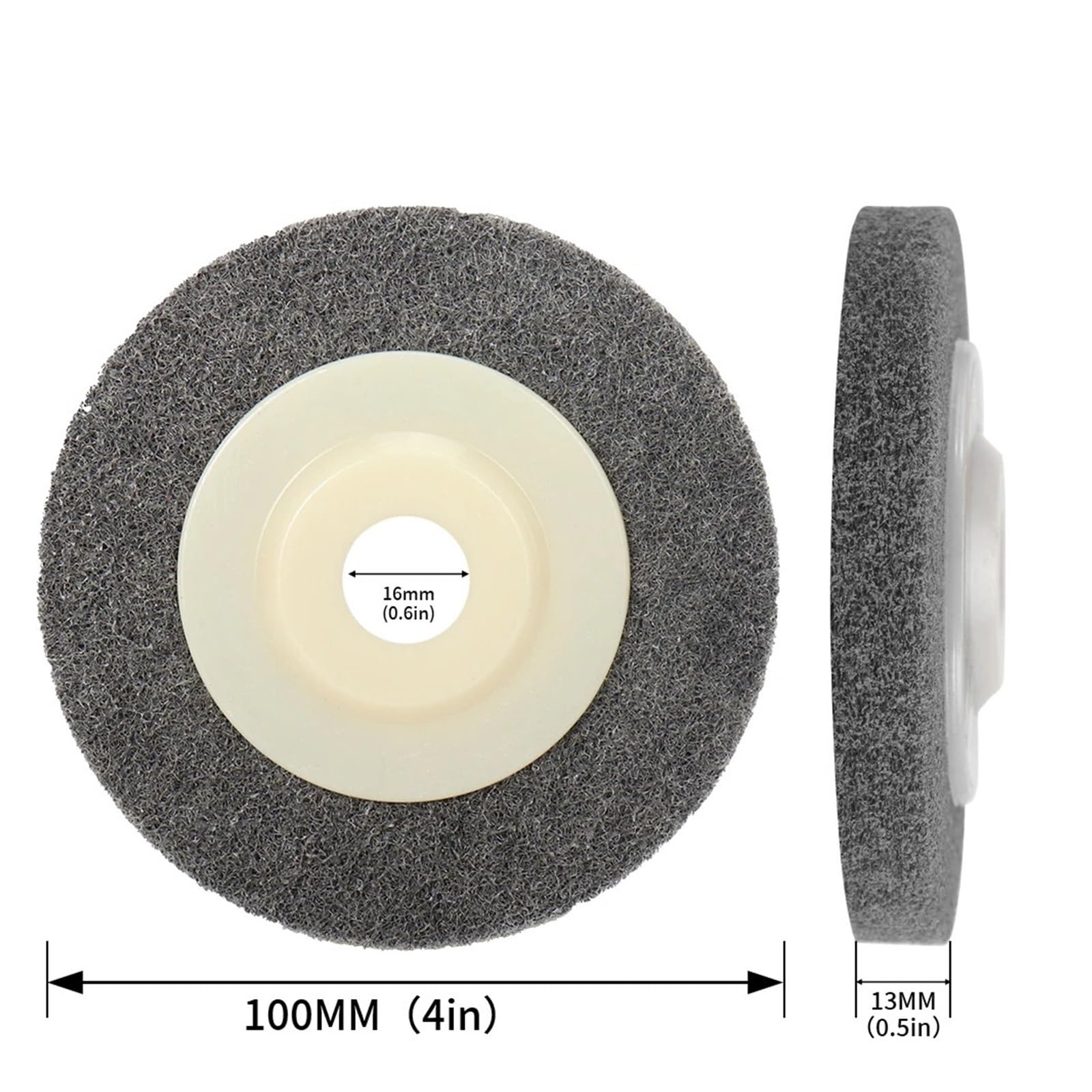 Muela abrasiva Amoladora angular Pulir Disco abrasivo de fibra de nailon de 4 pulgadas y 100 mm, disco abrasivo no tejido 7P, diámetro interior de 16 mm, rueda desoxidante for metal, 2/5/10 unidades(5