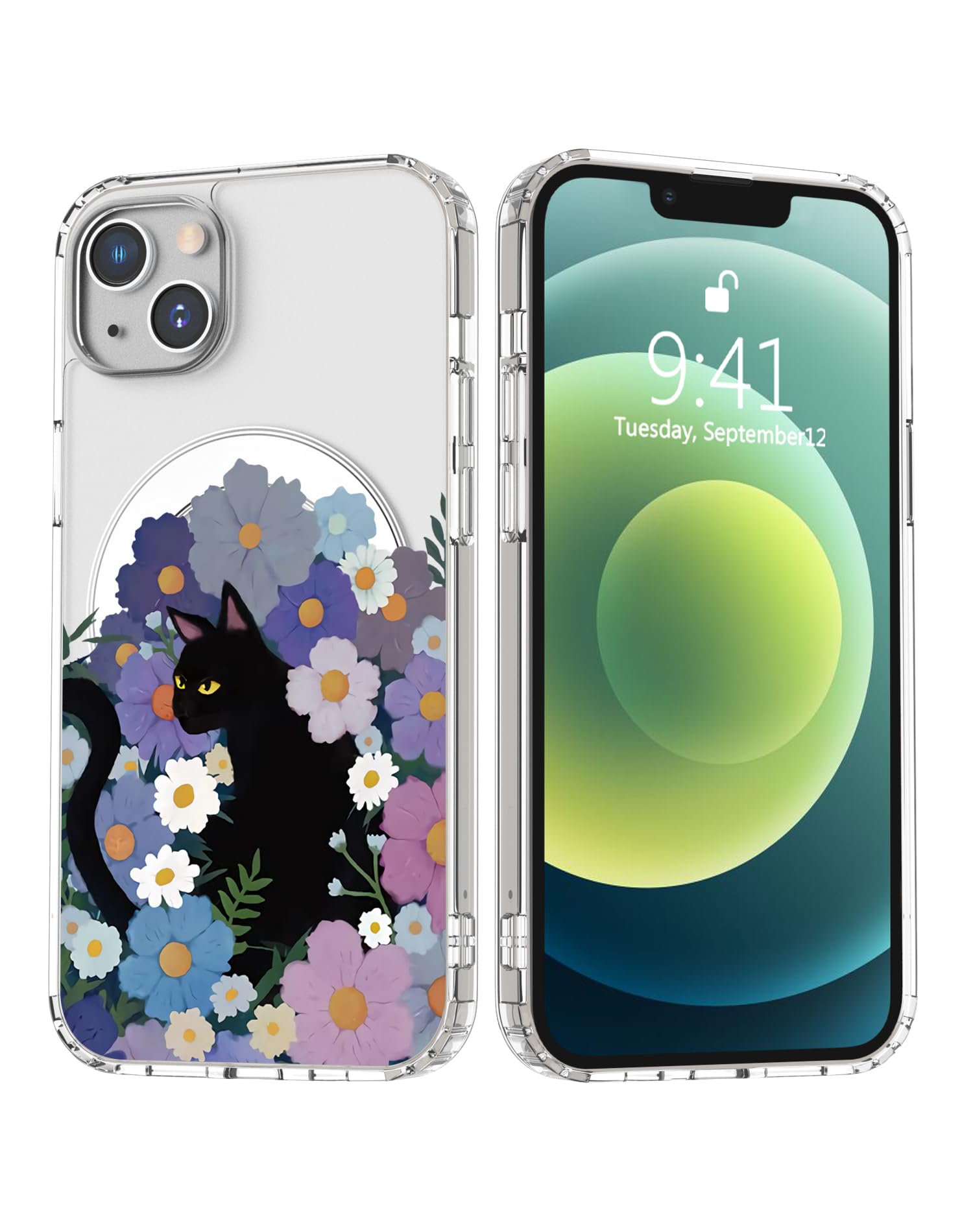 Coque iPhone 14 chat noir antichoc transparente avec protection magnétique - 8
