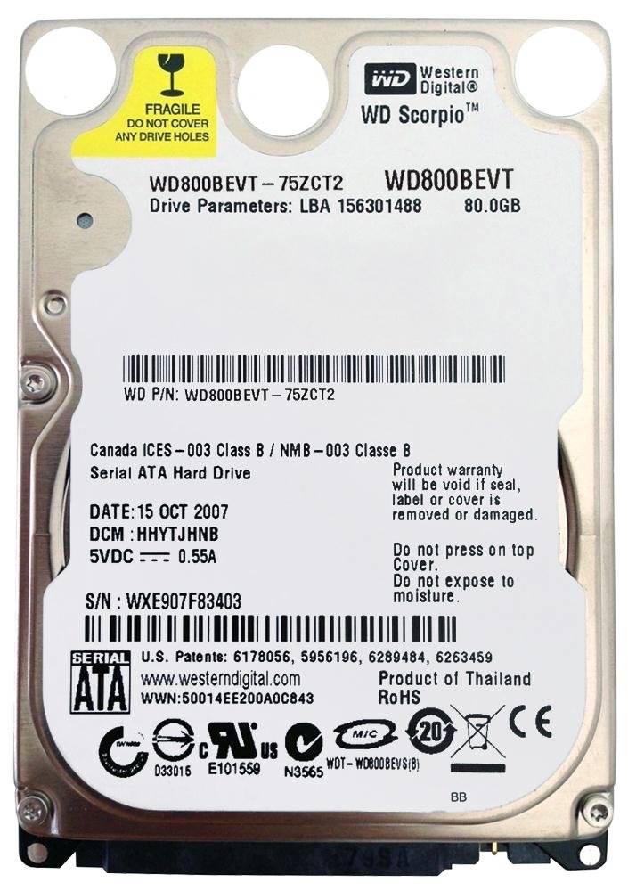 内蔵型ハードディスクドライブ Western Digital WD800 80GB IDE HDD Western Digital WD800 - 80GB 7.2K RPM IDE 3.5