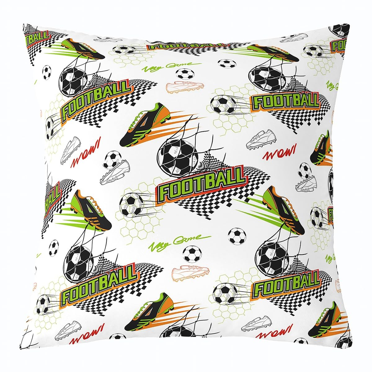 Homemissing Football Throw Pillow Covers 50x50cm 1Pcs Soccer Ball Pattern Decorative Pillow Case Pillowcase for Sofa Bed Ball Gaming Cushion Cover Sports Theme Outdoor Pillows Covers Home Decor