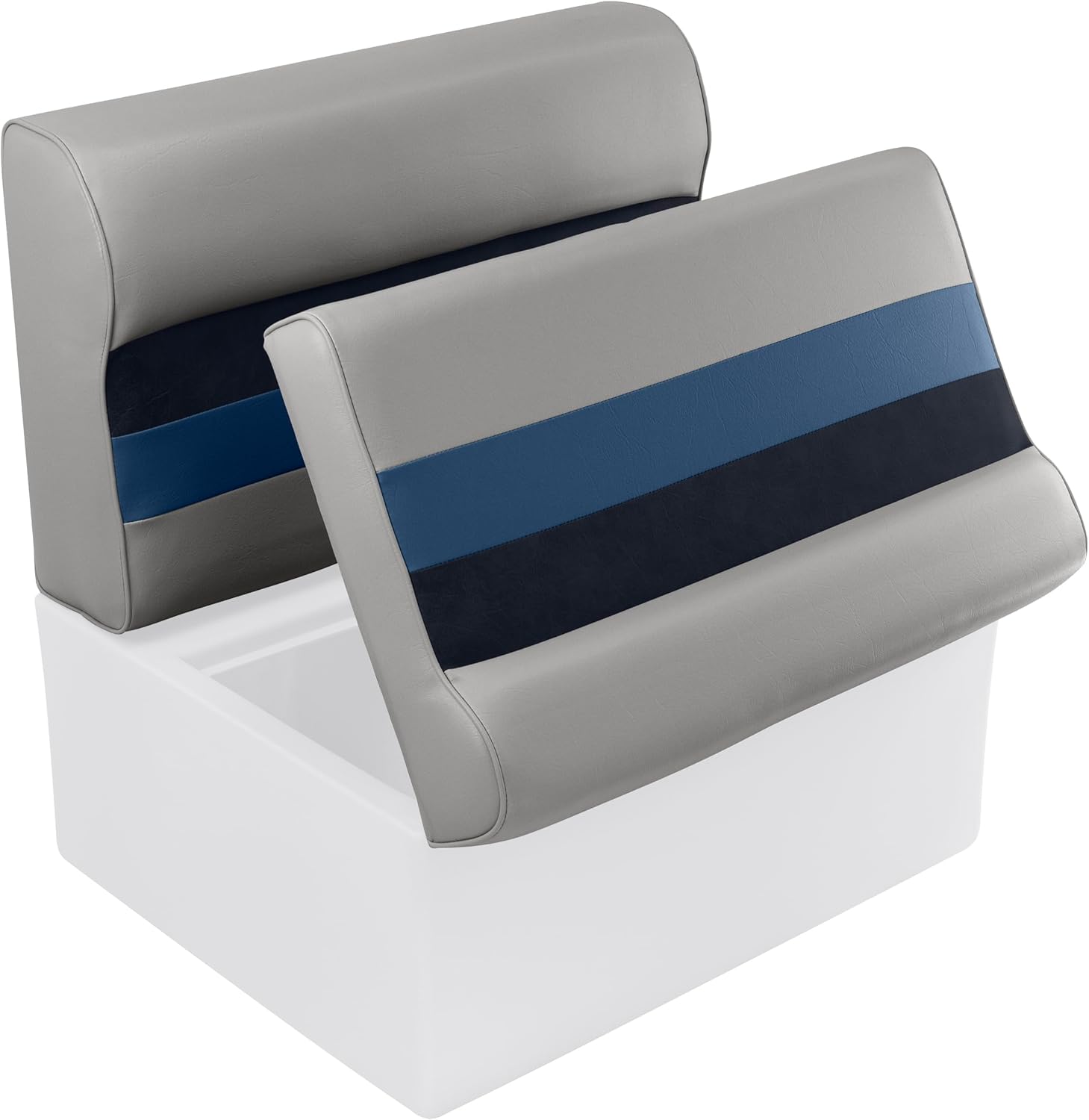 Wise 8WD95-1011 Deluxe Series 28" Pontoon Bench Seat Cushion Set (Base #8WD95-1B-221 Required to Complete), Grey/Navy/Blue