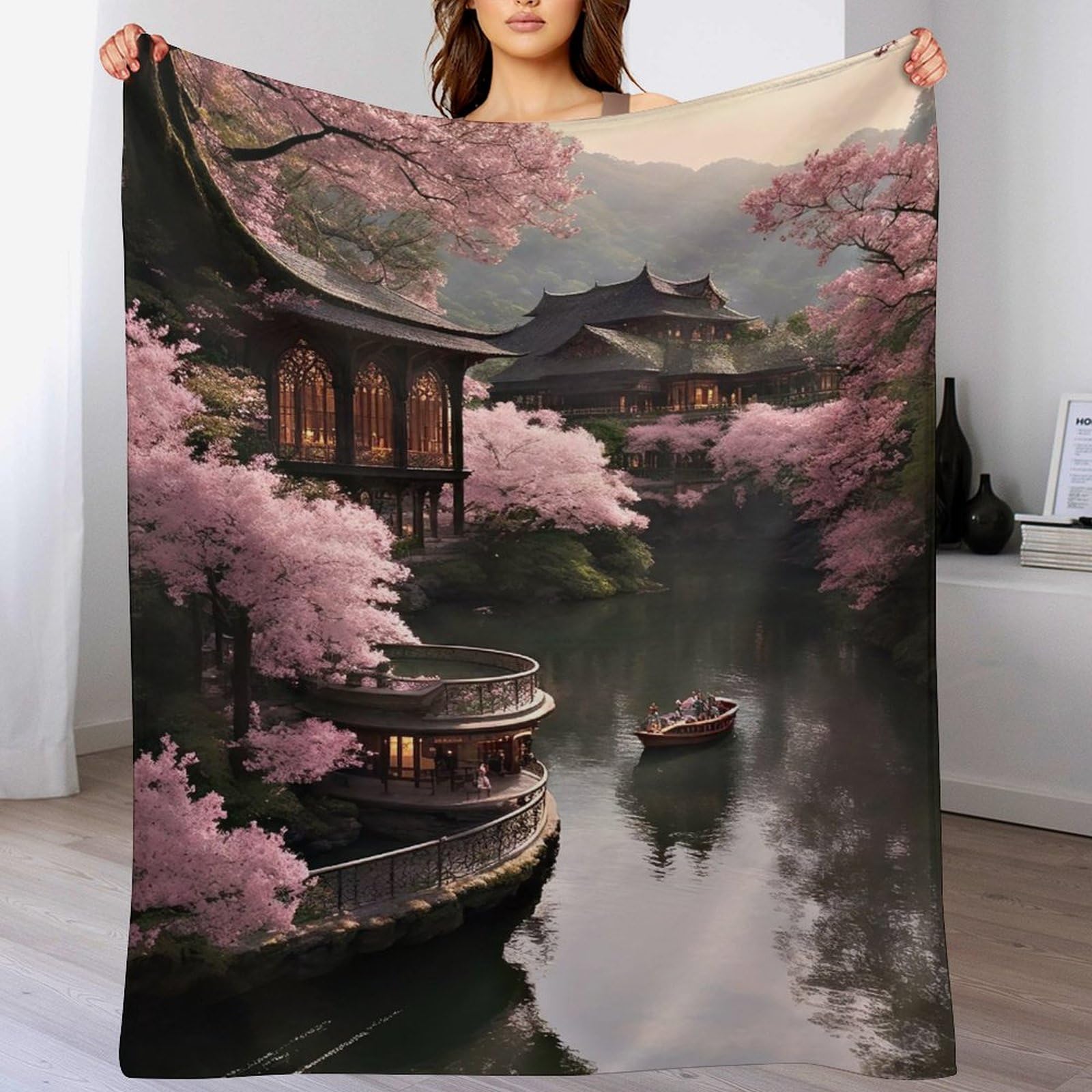 Couvre-lit sofa style japonais en polyester | Couverture polaire douce pour l'hiver