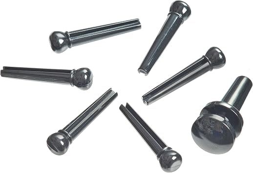 DAddario Accessories Injected Molded Bridge Pins with End Pin, Set of 7, Black