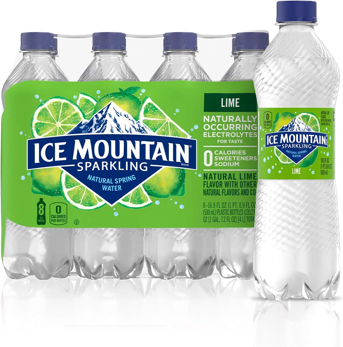 Sparkling Water, Zesty Lime, 16.9 oz. Bottles, 8 Count