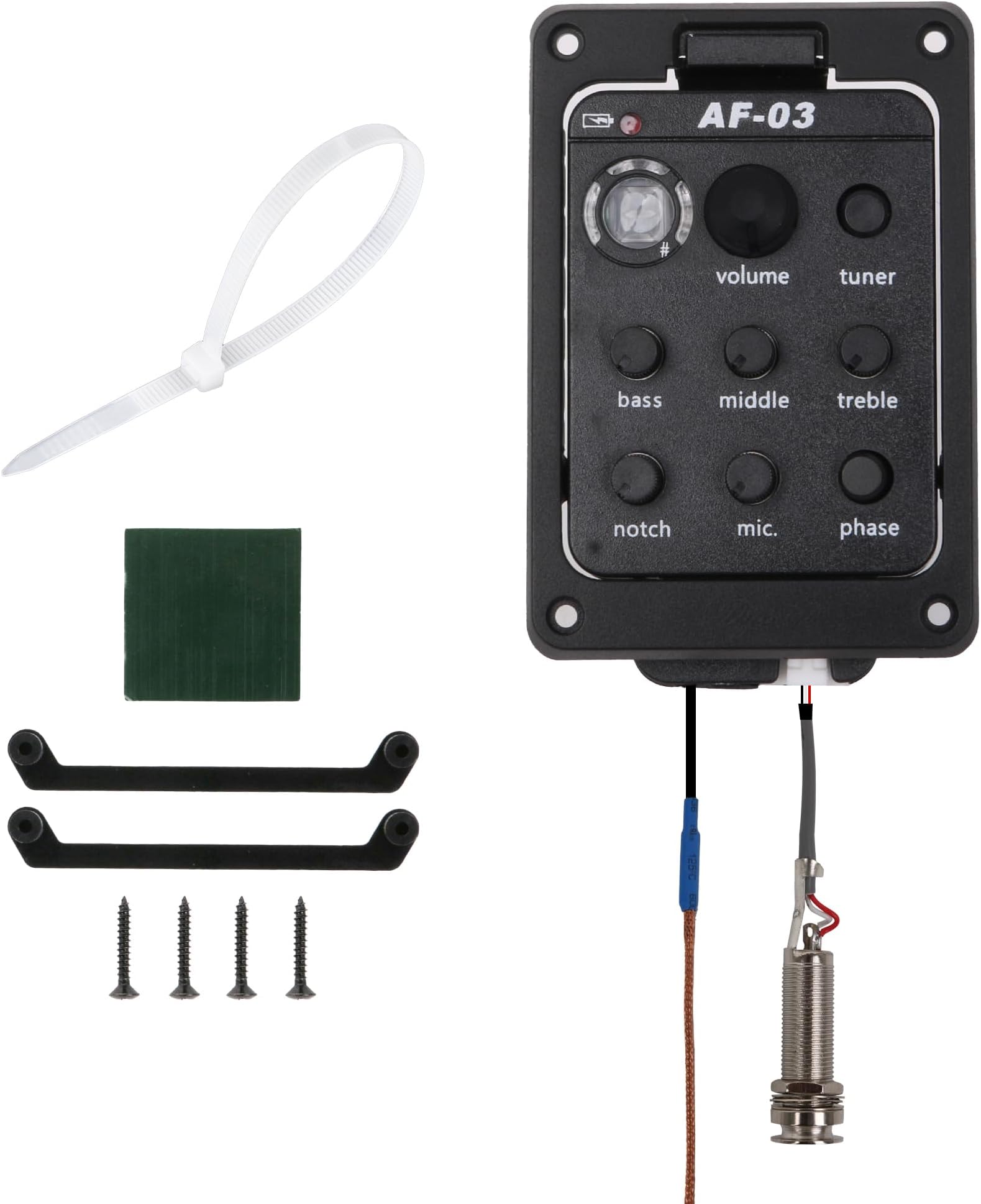 Plastic 301 Acoustic Guitar Preamp Pickup Guitar Pickup Tuner Preamp Black