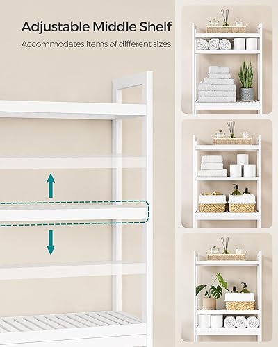 Miniatura 4 de SONGMICS Over The Toilet Storage, 3-Tier Over Toilet Bathroom Organizer with Adjustable Shelf, 10.2 x 24.8 x 66.9 Inches, Space-Saving, Cloud White