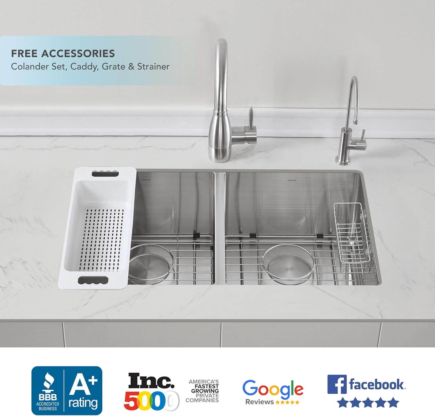 Hоttеѕt Sаlе ZUHNE 32-Inch Stainless Steel Undermount Kitchen Sink Double Bowl 16 Gauge (50/50 Equal) Buу 1 gеt 1 ZUHNE 32-Inch Stainless Steel Undermount Kitchen Sink Double Bowl 16 Gauge (50/50 Equal)