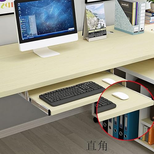 Miniatura 4 de IBOWZ Bandeja de cajón para teclado con rieles deslizantes negros de 14 pulgadas, estante extraíble para teclado para oficina en casa, cajón de