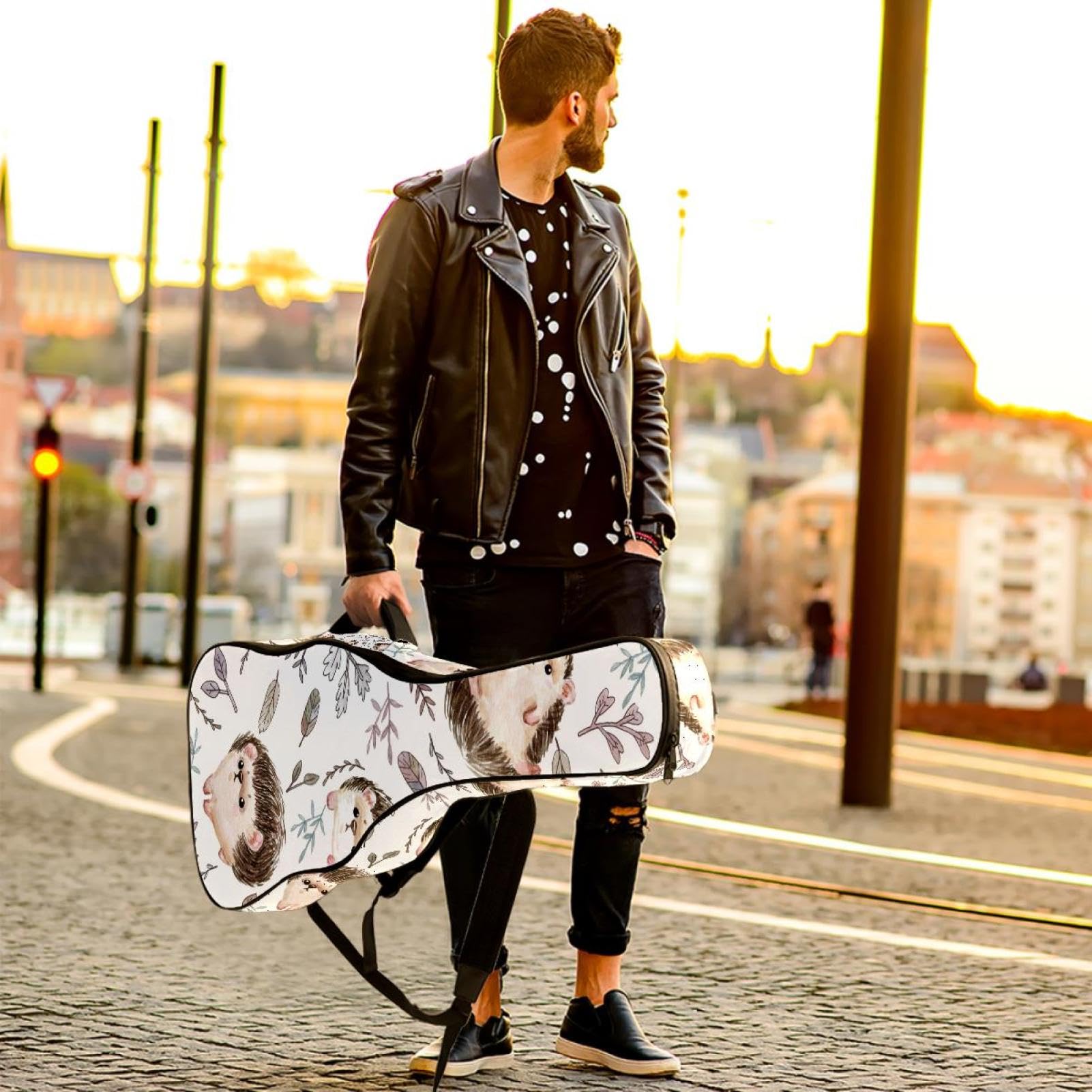Torba na gitarę akustyczną wodoodporny plecak na gitarę grubo miękko wyściełany jeż klasyczna obudowa na gitarę, wielobarwny, 42.9x16.9x4.7 in, Organizer do torby