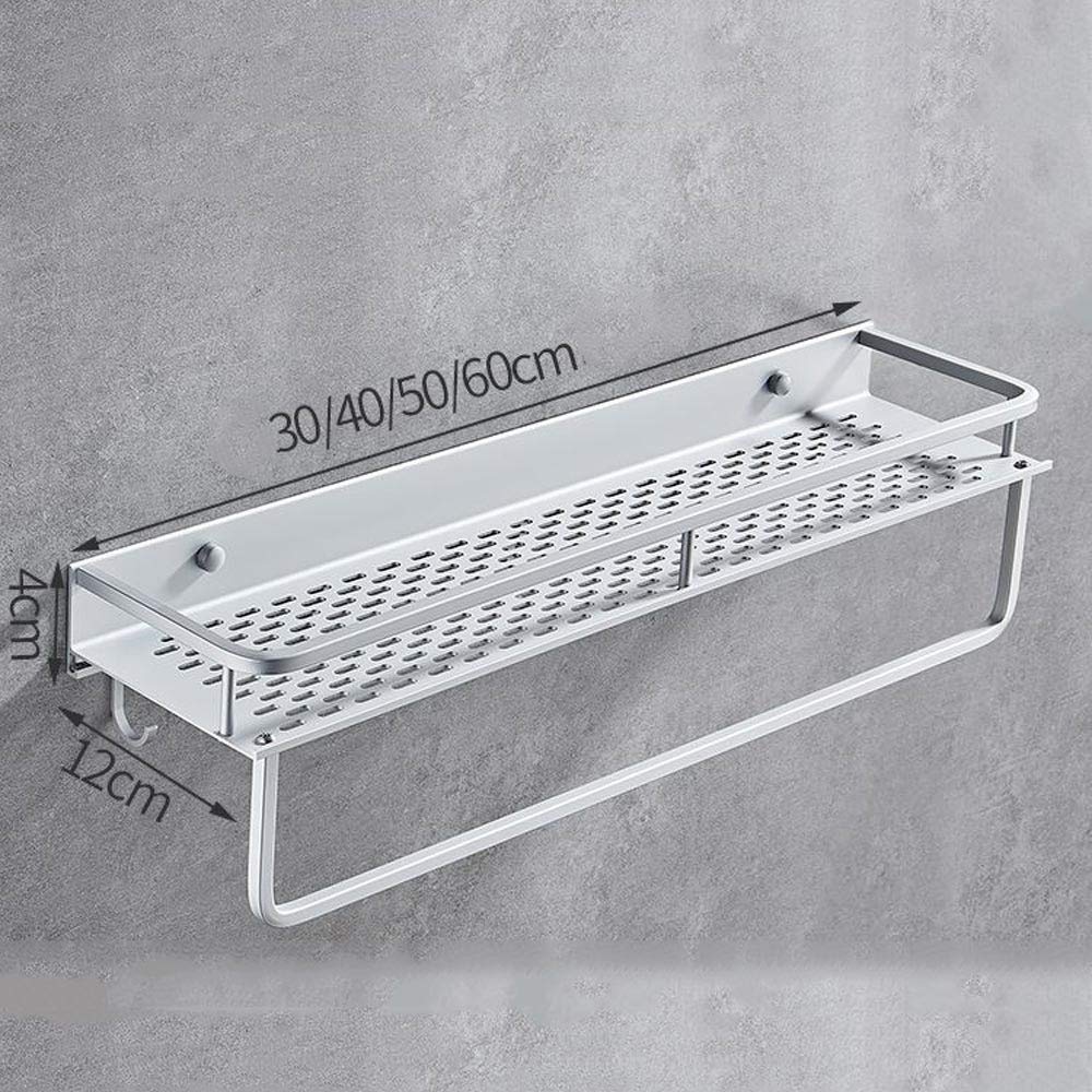 Étagère murale de salle de bain design aluminium anodisé avec miroir ciselé