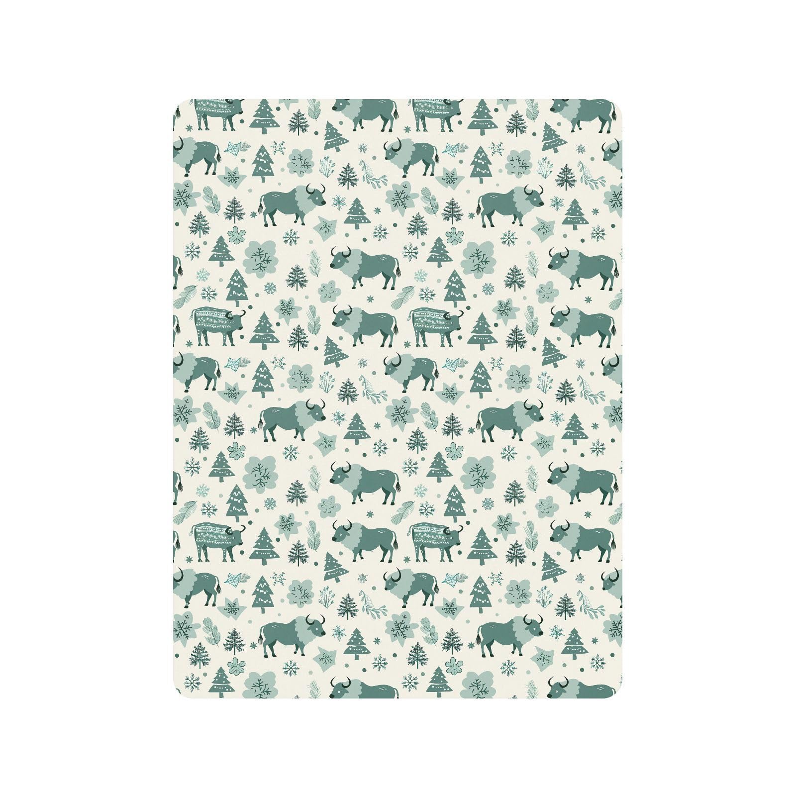 Sábanas de algodón para cuna de bebé, suaves, cómodas, color verde azulado, seis búfalos, bohemios, para decoración de guardería, 1 paquete de cuna para ni?a de 52 x 28 pulgadas