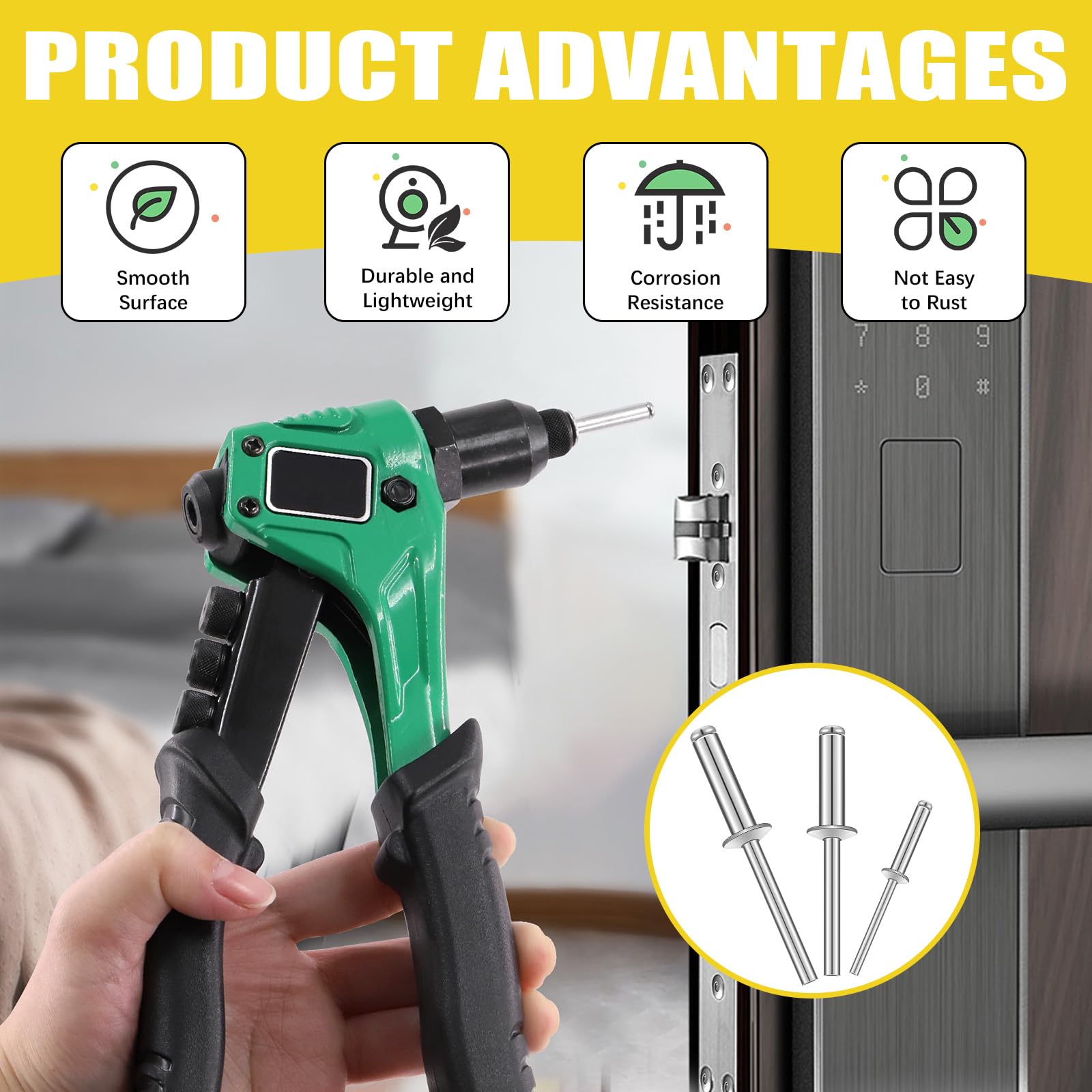 AKKTOL Set Di Pinze Per Rivetti Con 210 Rivetti, Pinza Per Rivetti Ciechi Da 6,4 A 2,4 - Foto 10