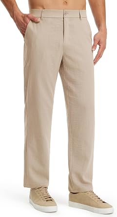 Libin Mens Imitation Linen Pants Casual Pants Lightweight Pants Summer Beach Lounge Pants