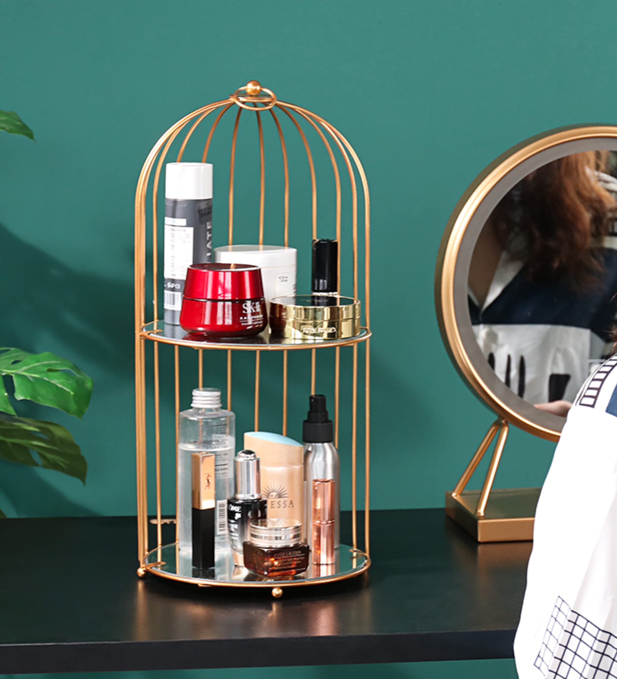 Birdcage Makeup Organizer, golden, gold, two layers, by sunfloz