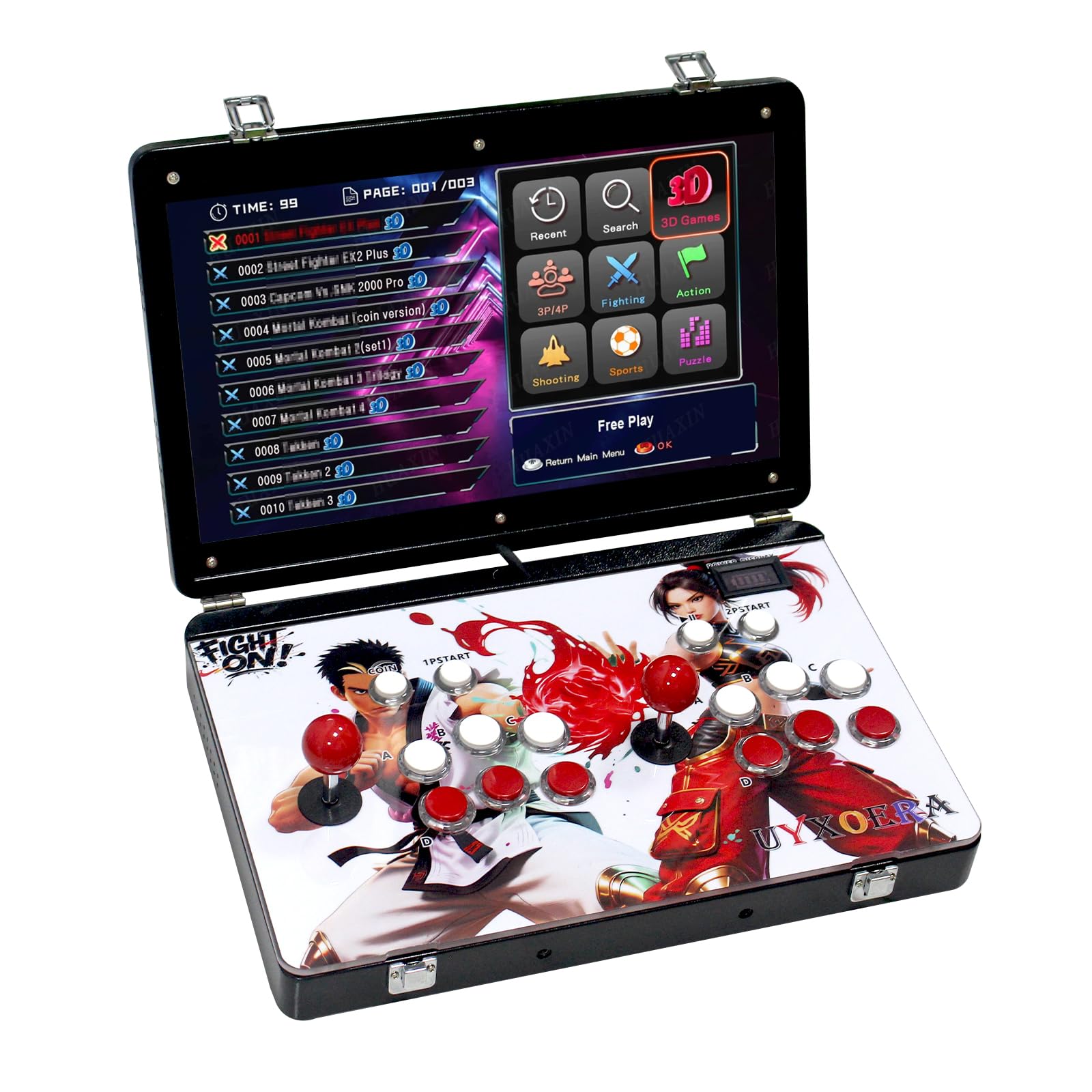 Portable 30000 in 1 Metal Box 3D Arcade Game Console, Folding Notebook 19 inch Screen Retro Electronic Game Console, with Search/Hide/Pause Functions