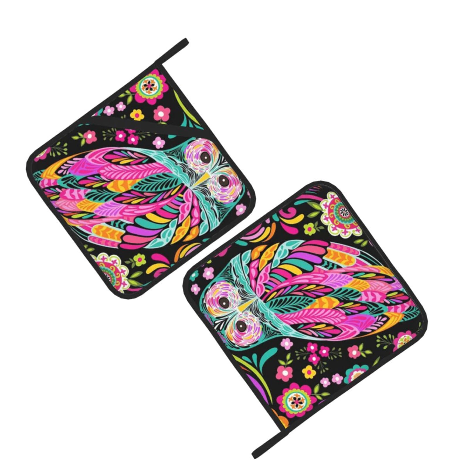 Anime Owl Printed Oven Pot Holders Set of 2 Pcs Heat Resistant Kitchen Microwave Potholders for Cooking Baking Grilling