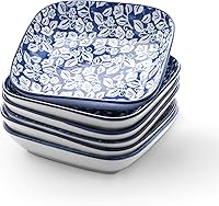 Vista 8 de Selamica Platos de cena cuadrados de porcelana de 8 pulgadas, cuencos para ensalada y pasta, juego de 6, colores surtidos