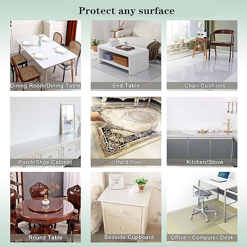 Miniatura 7 de Clear Table Cover Protector, 1.5mm Thick Waterproof, PVC Tablecloth Cover, Heat Resistance Table Cover Pad Mat, for Coffee Table, Dining Room Table,