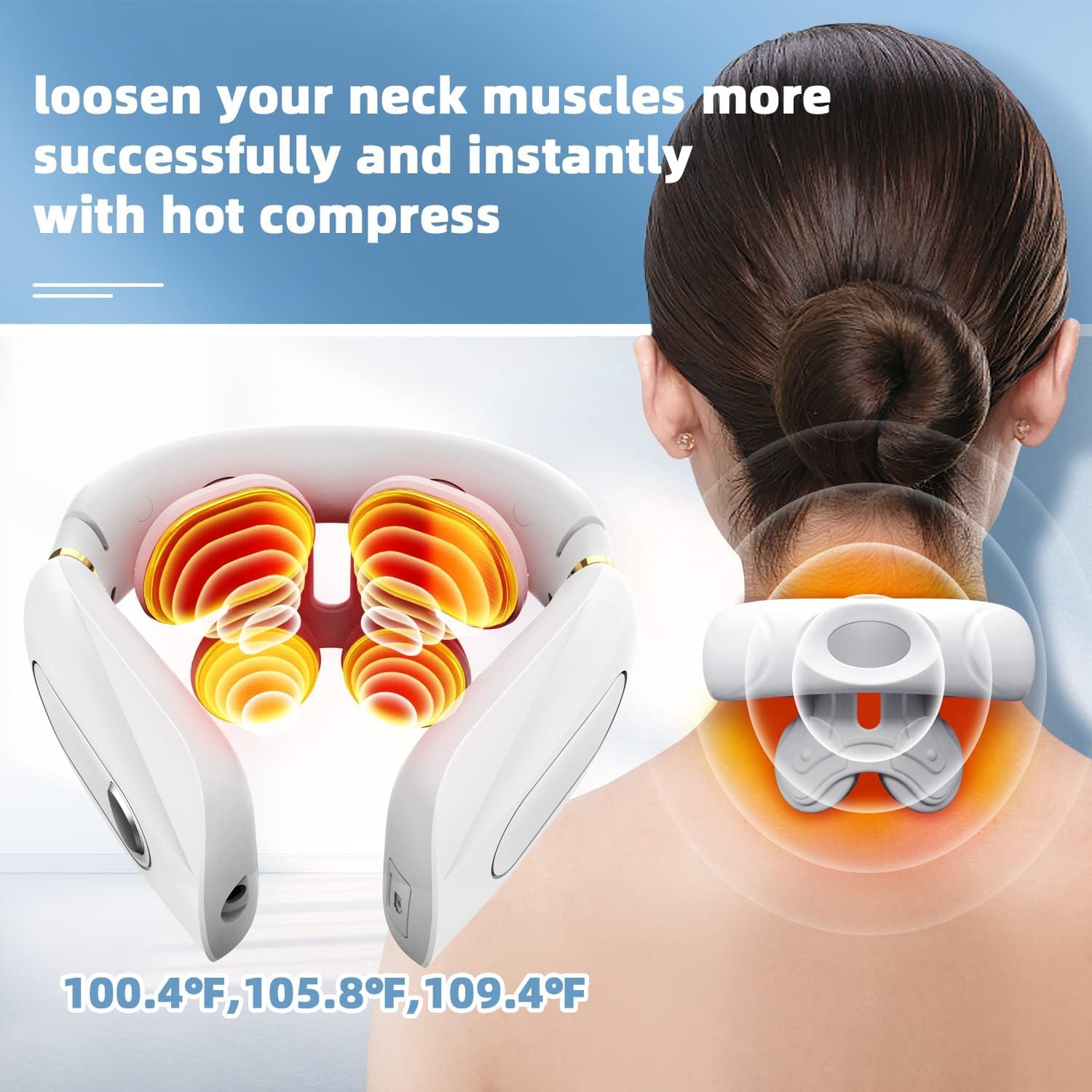Tianfucen Cordless Neck Massager with Heat,3 Model 15 Levels Electric Neck Massager for Pain Relieve,Portable Massager Neck Relaxer. - Image 8