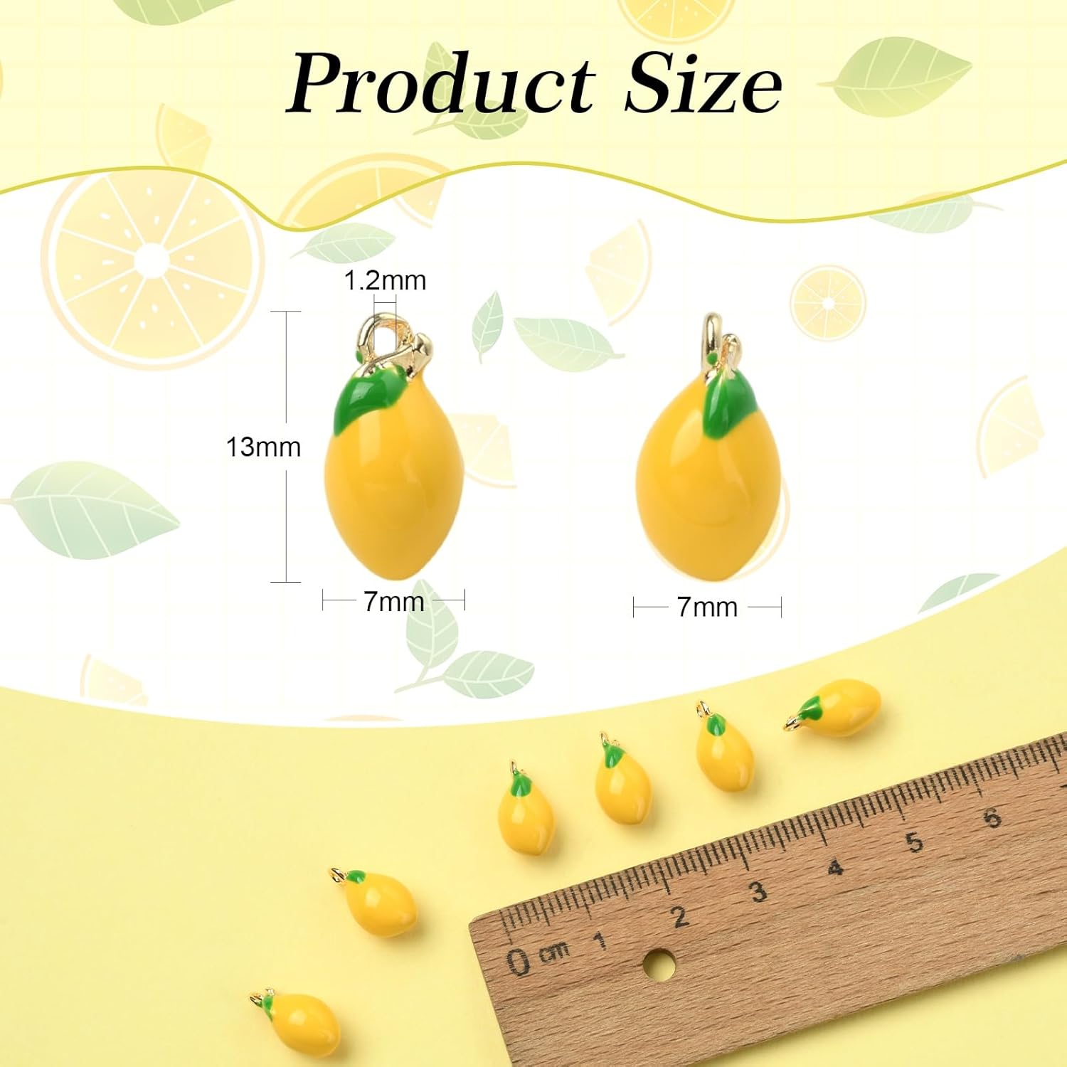 DanLingJewelry 50Pcs Yellow Lemon Charms for Jewelry Making Brass Enamel Charms with Loop 3D Brass Fruit Pendants for DIY Bracelets Necklaces Keychains - Image 2