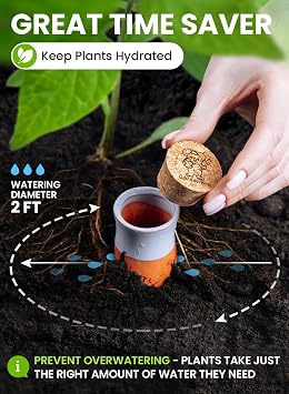 Plant Watering Globes - Terracotta Self Watering Planter Insert Set of 4 Globes and Soil Water Level Checker