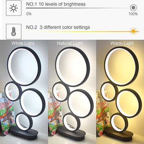 Miniatura 3 de LENIVER Juego de 2 lámparas de mesita de noche, moderna lámpara de mesa regulable, lámparas creativas únicas para mesita de noche, lámpara de