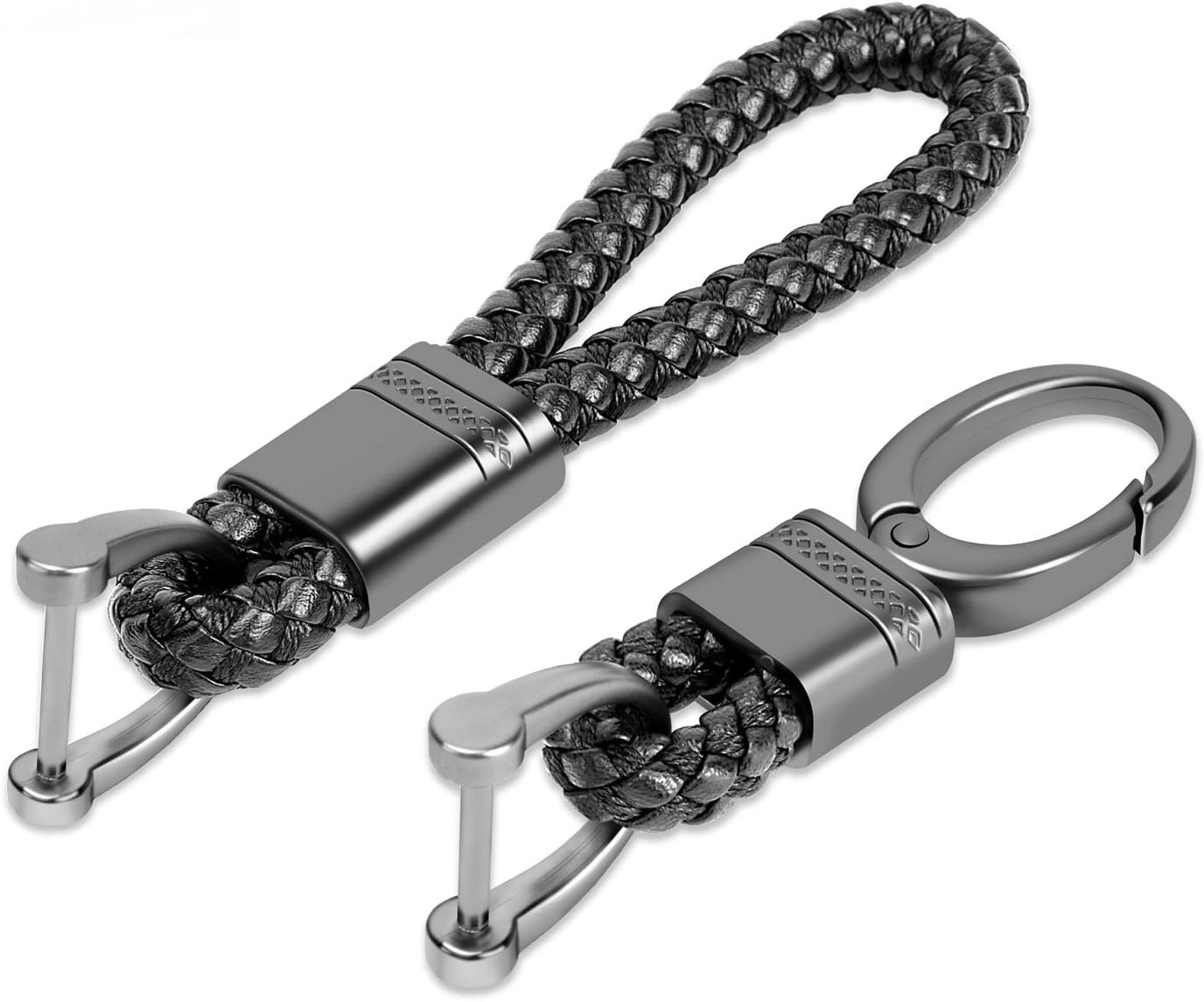 2Pack KeyRings Car KeyChains No Logo Grip Strap for Men Women Mercedes Cadillac Lexus Ford Toyota AUDI (Black)