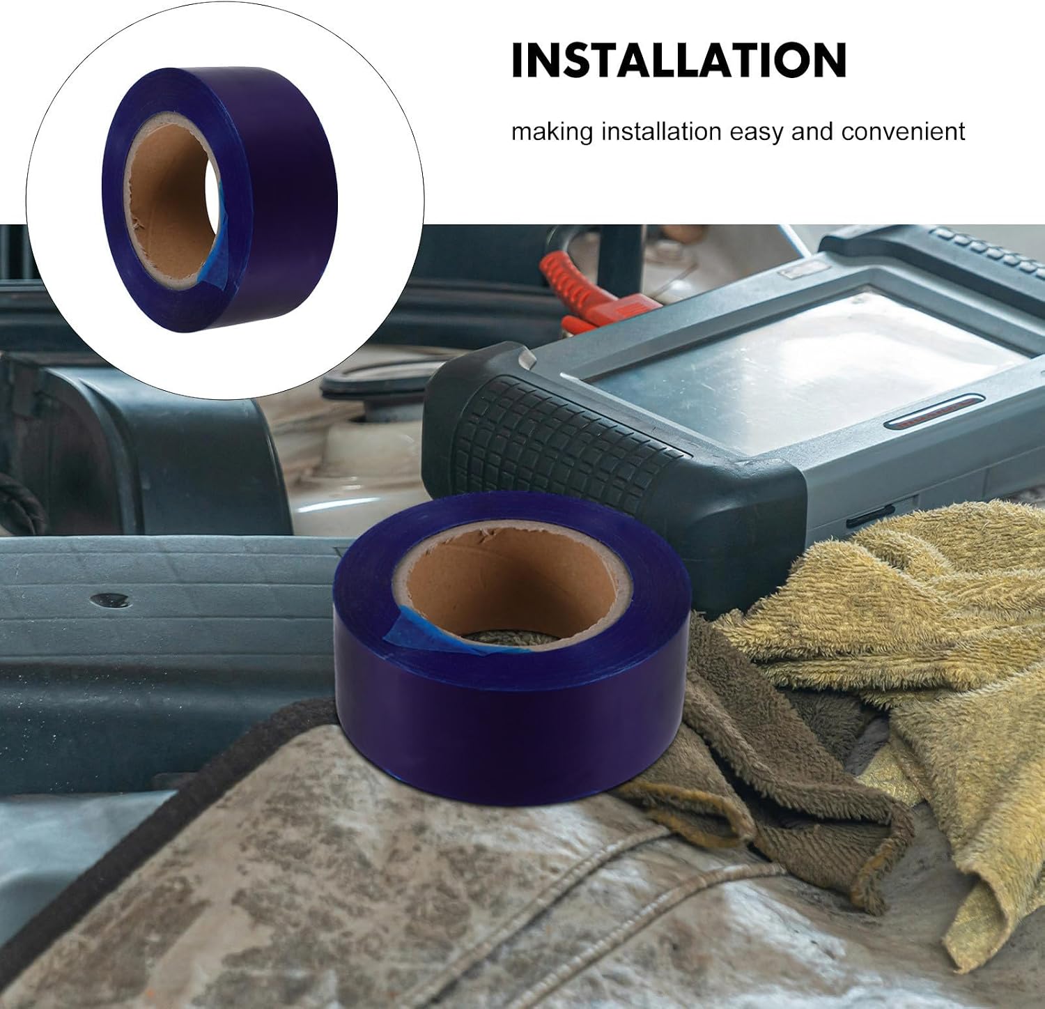 SECFOU 2 Rolls Blue Pe Rim Protection Tape for Car Wheels and Tires, Flexible Wheel Rim Film Tape with Residue-Free Removal, for Vehicle Repair Parts Applications and Tire Changes