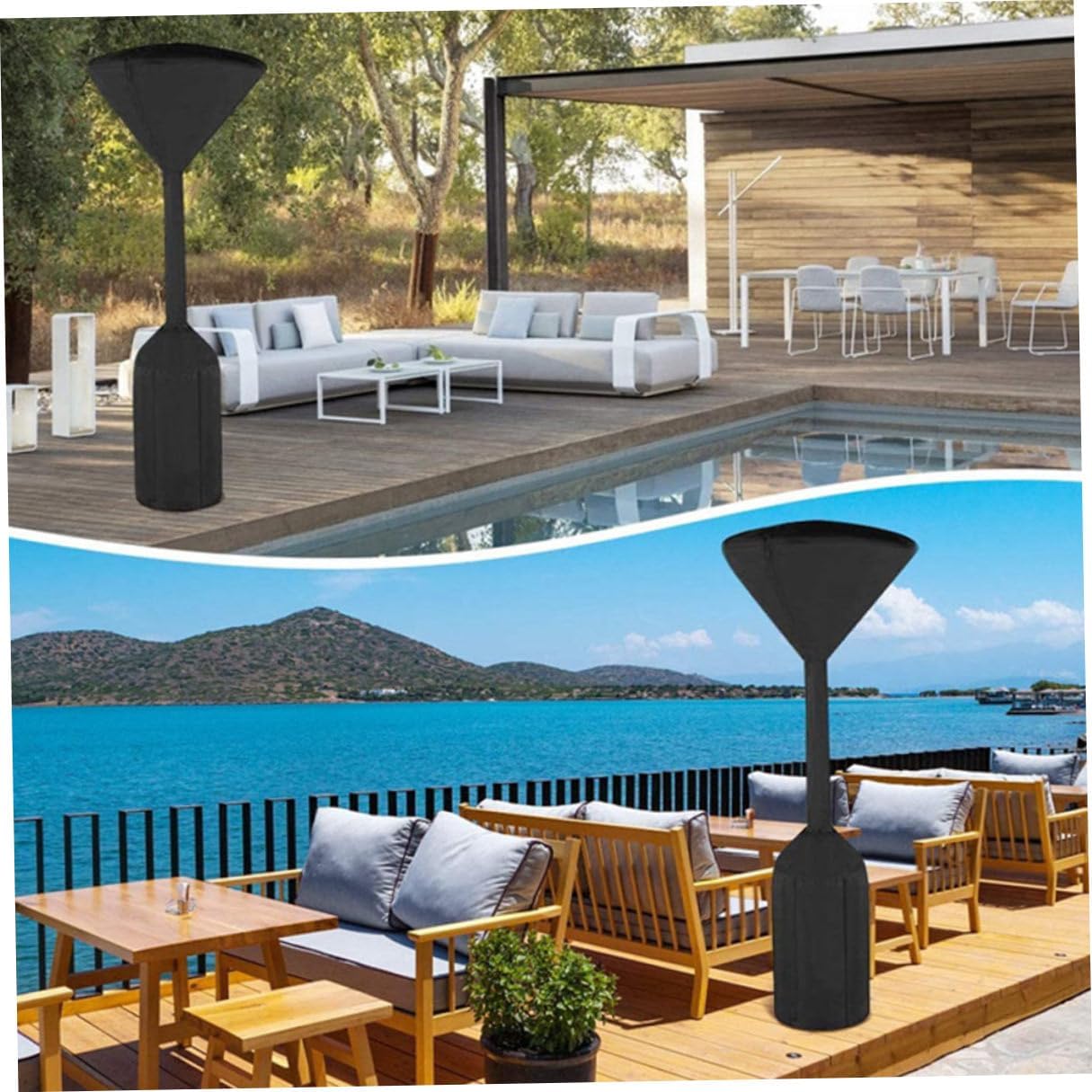 Weather Resistant Patio Heater Cover with Zipper for Outdoor Yard Use Waterproof Stand-up Air Heater Protector 241x86x48cm Dustproof Uv-resistant