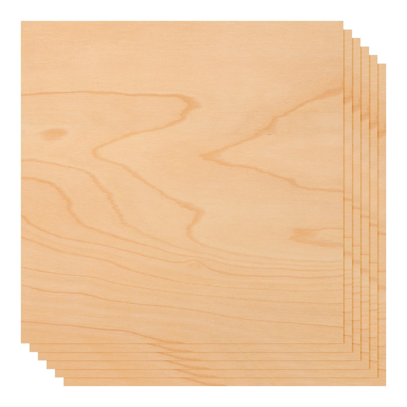 sourcing map 6 Pcs Real Wood Veneer Sheets, 30 x 30cm Laminate Wood Boards Square for Handicrafts, Jewelry Boxes, Door Panels, Laser Cutting, Painting (Birch)