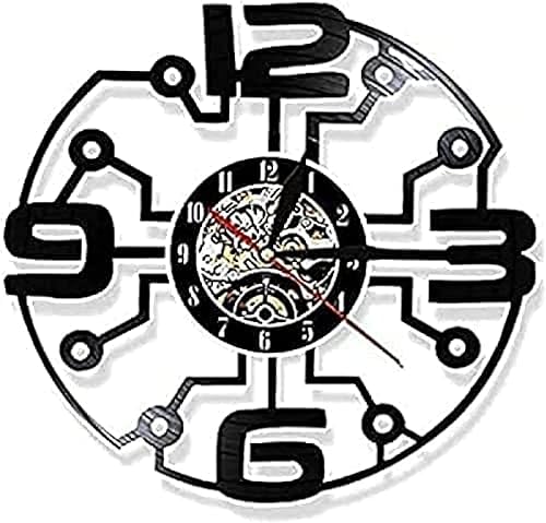 Reloj de pared grande con números arábigos relojes de tiempo de disco de vinilo números grandes luz LED reloj colgante silencioso vintage idea de